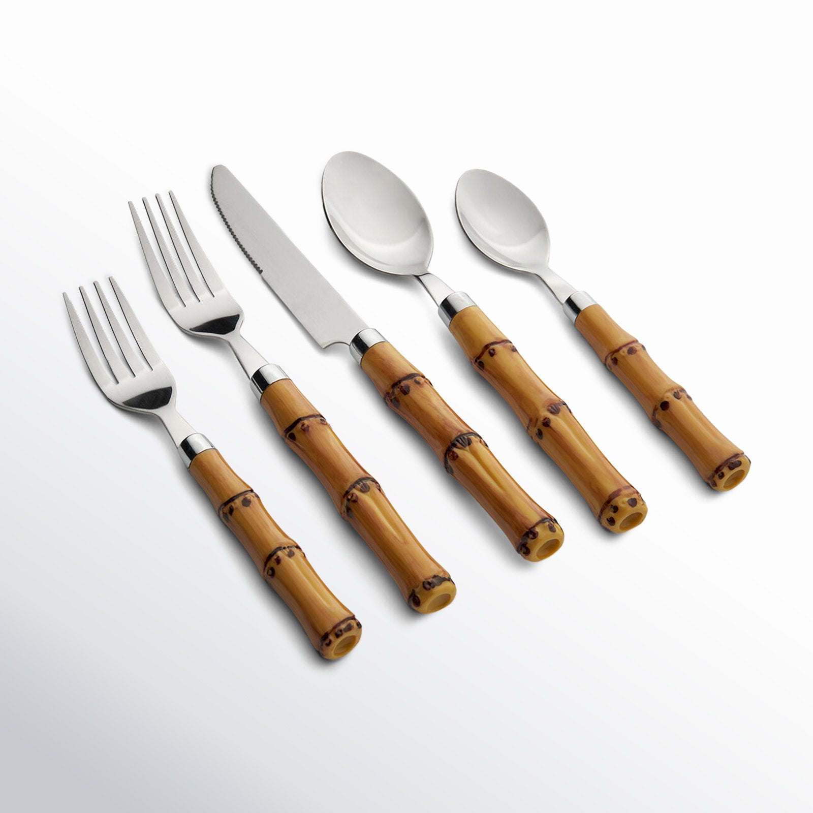Cambridge Bamboo Handle 20-Piece Flatware Set