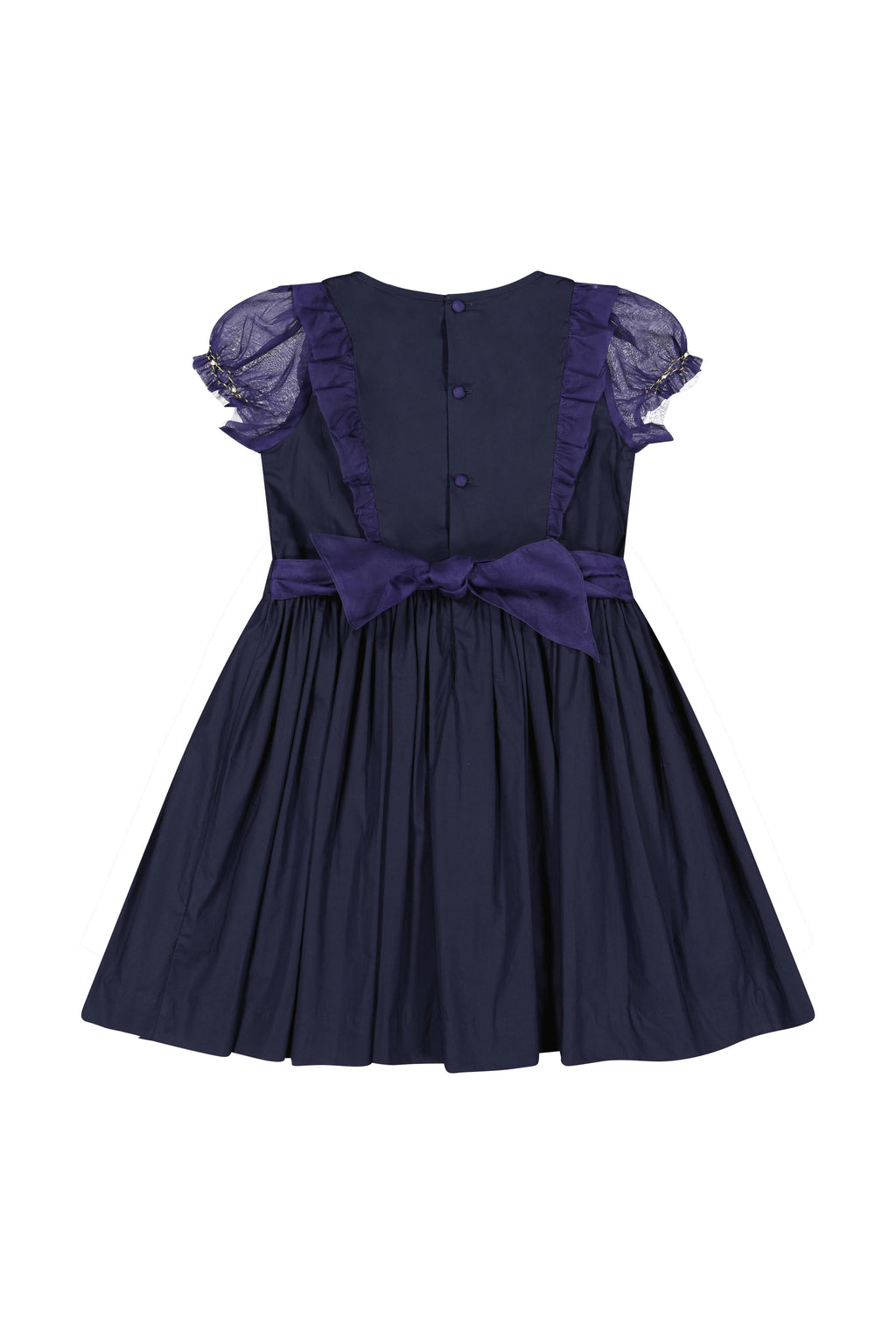 Camelia Navy Cotton Smocked Dress
