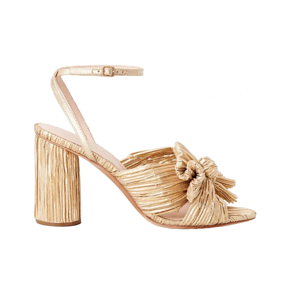 Camellia Bow Heel in Gold