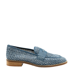 Camila Blue Raffia Loafer