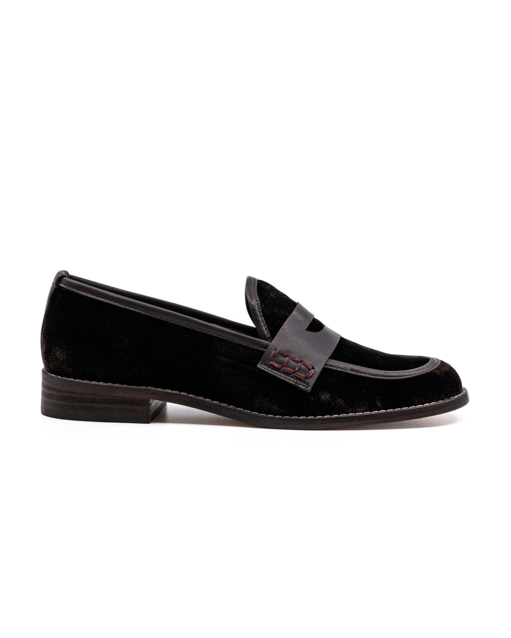 Camila Velvet Loafer in Chocolate