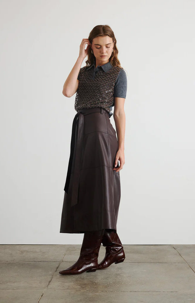 Camilla Knit Top in Dark Heather Grey & Bronze Multi