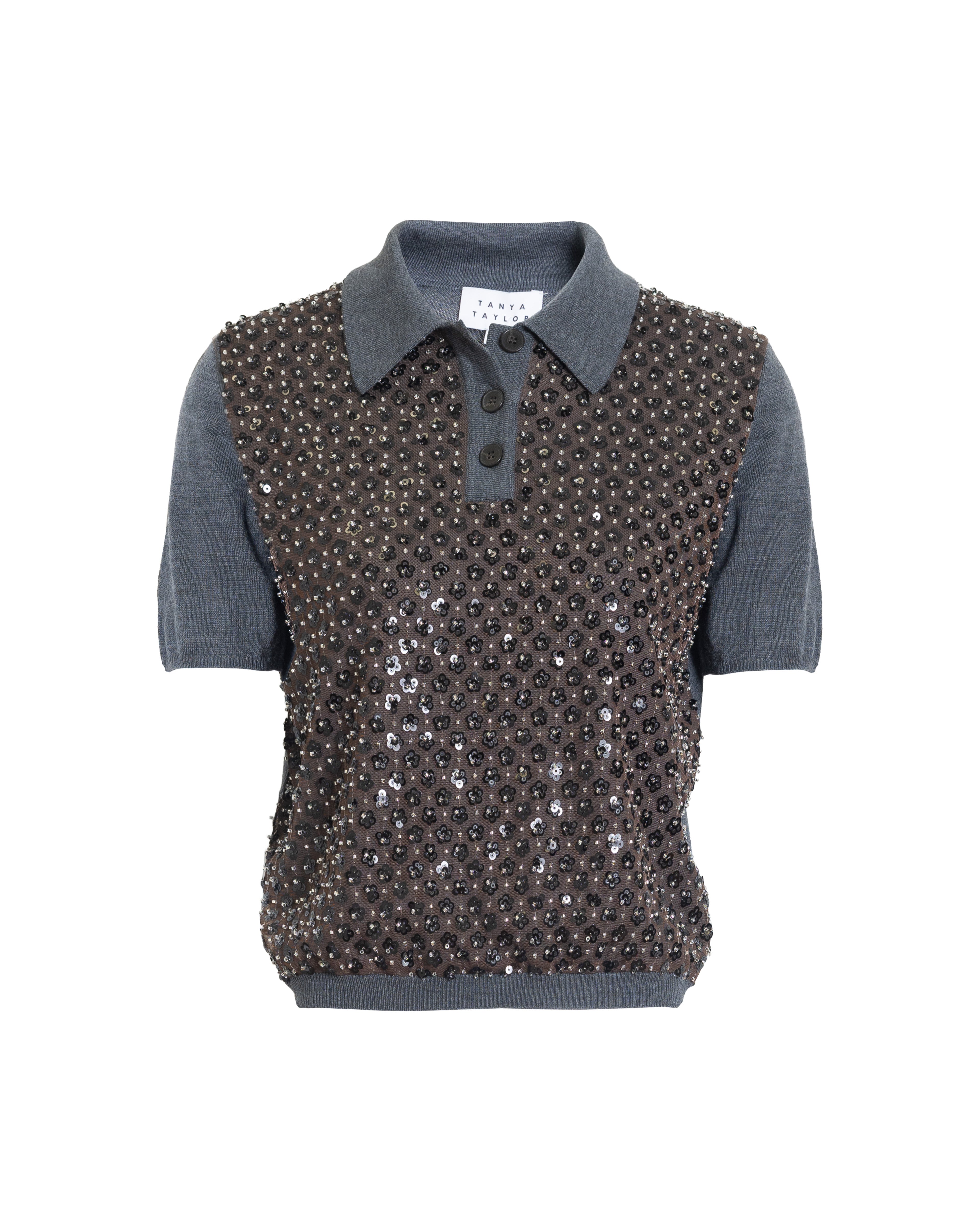 Camilla Knit Top in Dark Heather Grey & Bronze Multi