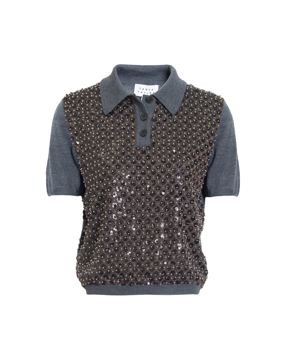 Camilla Knit Top in Dark Heather Grey & Bronze Multi