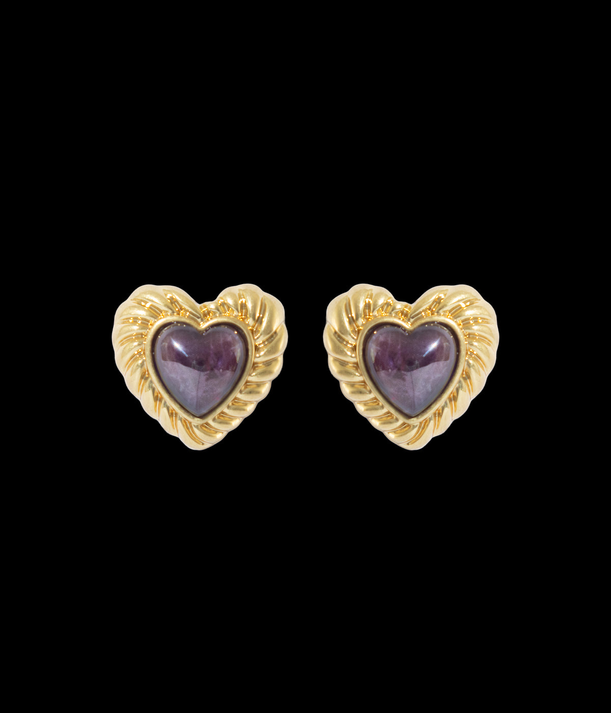 Camille Amethyst Heart Studs