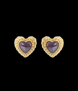 Camille Amethyst Heart Studs
