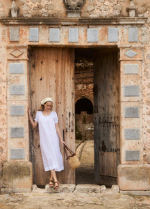 Clover Long Cotton Nightdress in White