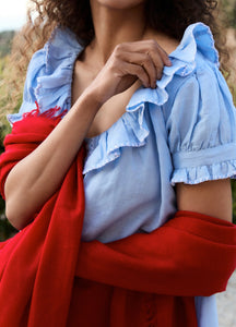 Jenny Linen Nightdress in Powder Blue