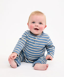 Campbell Romper in Blue Rugby Stripe