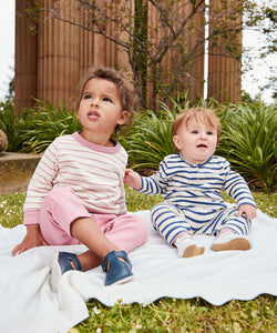 Campbell Romper in Navy Stripe
