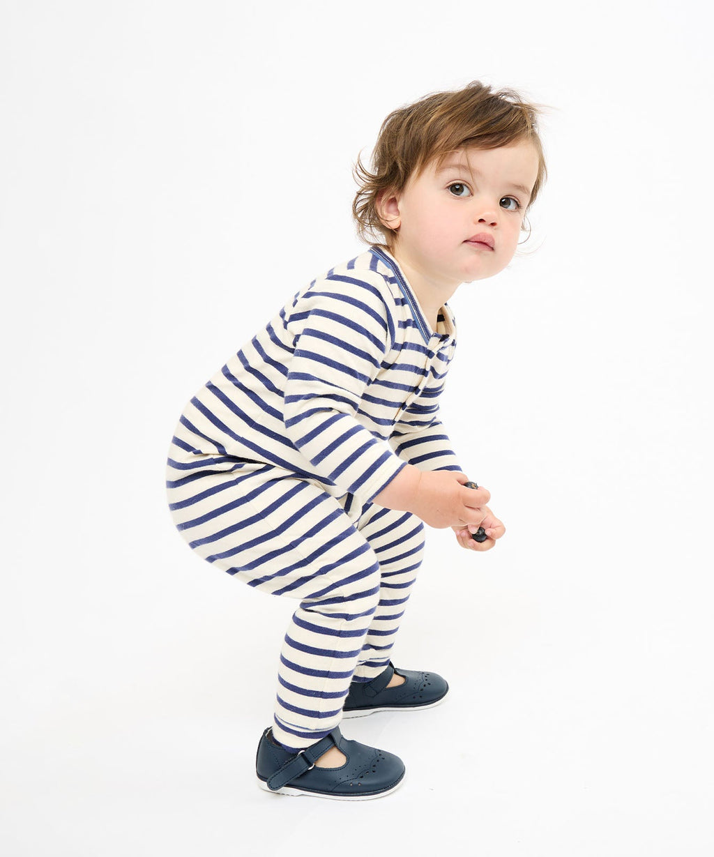 Campbell Romper in Navy Stripe