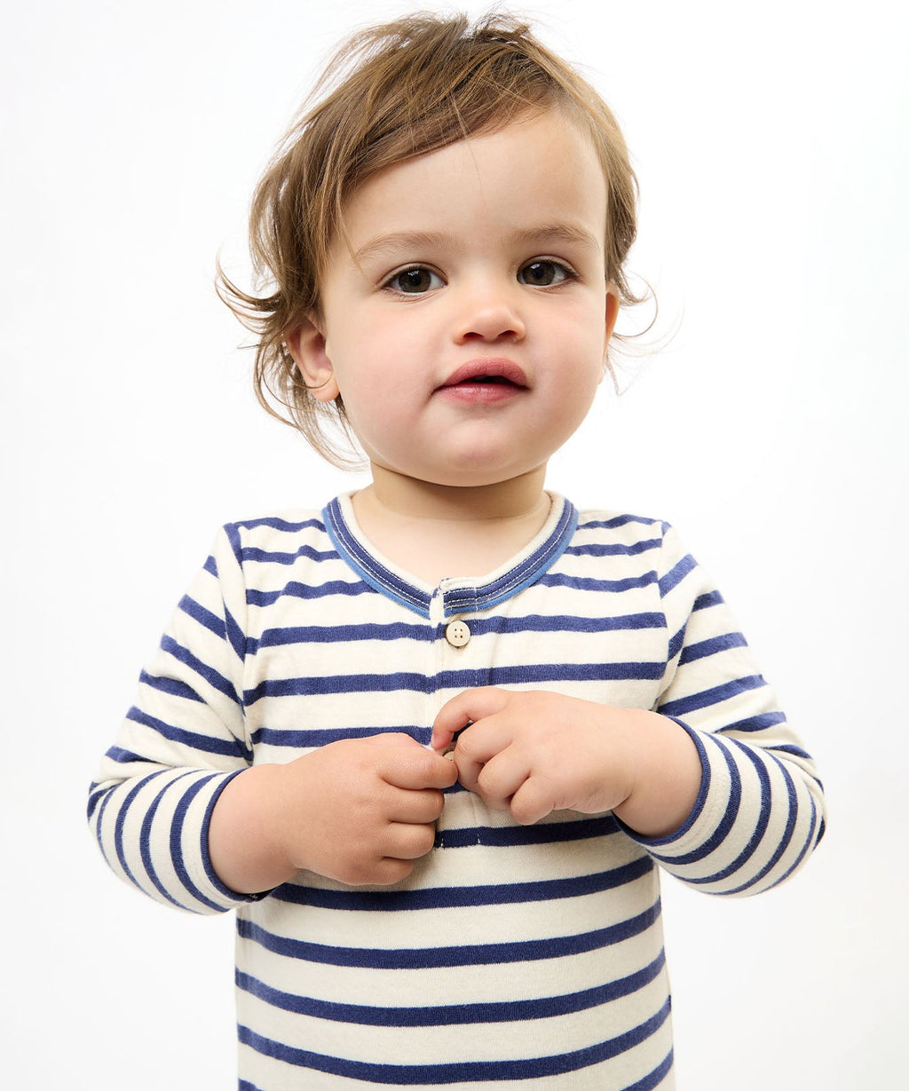 Campbell Romper in Navy Stripe