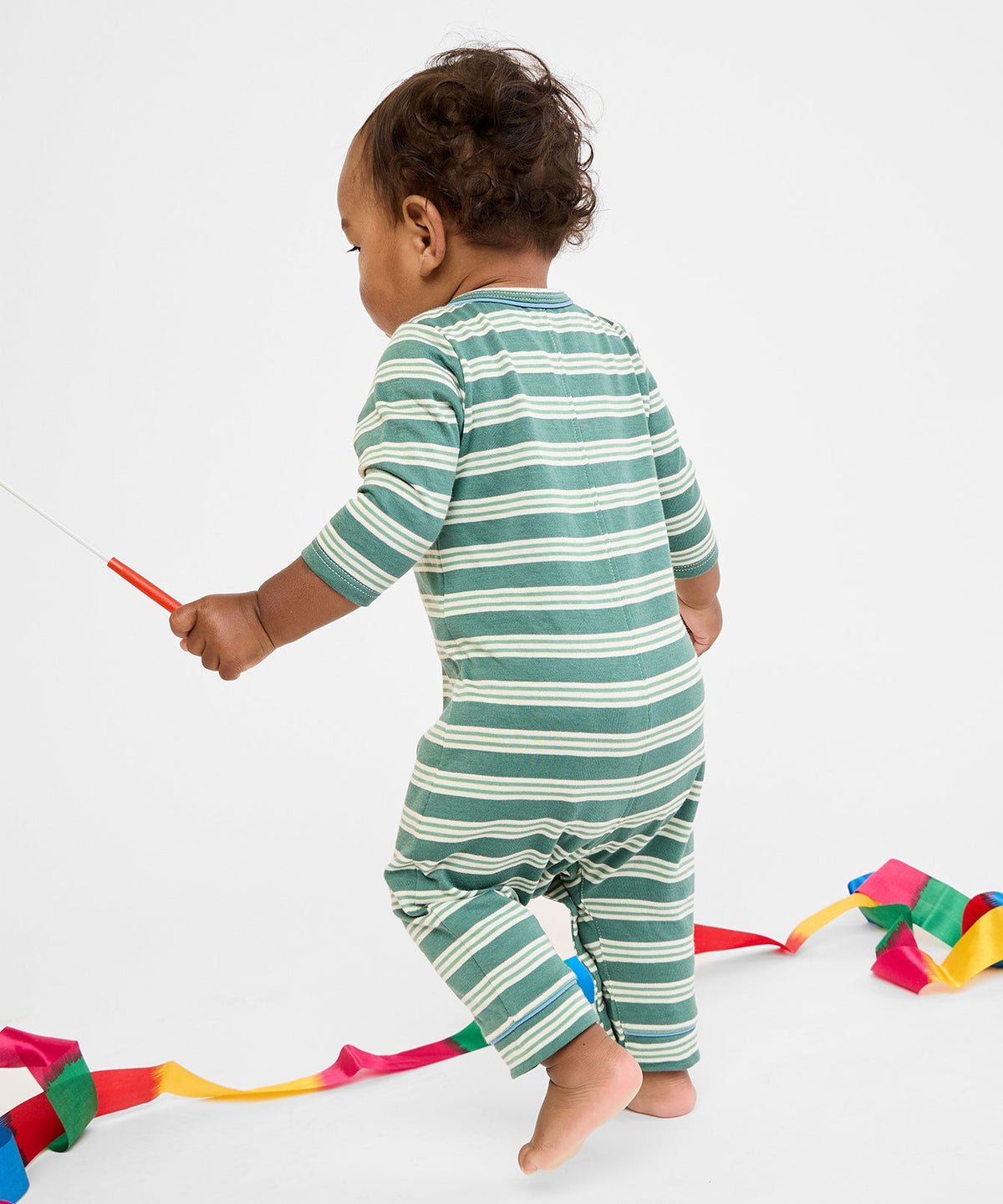 Campbell Romper in Pine Twin Stripe