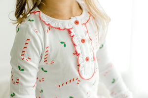 Little English traditional holiday jammies, candy cane Christmas jammies for girl