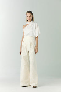 Fiol Canvas Embroidered Pants in Ecru