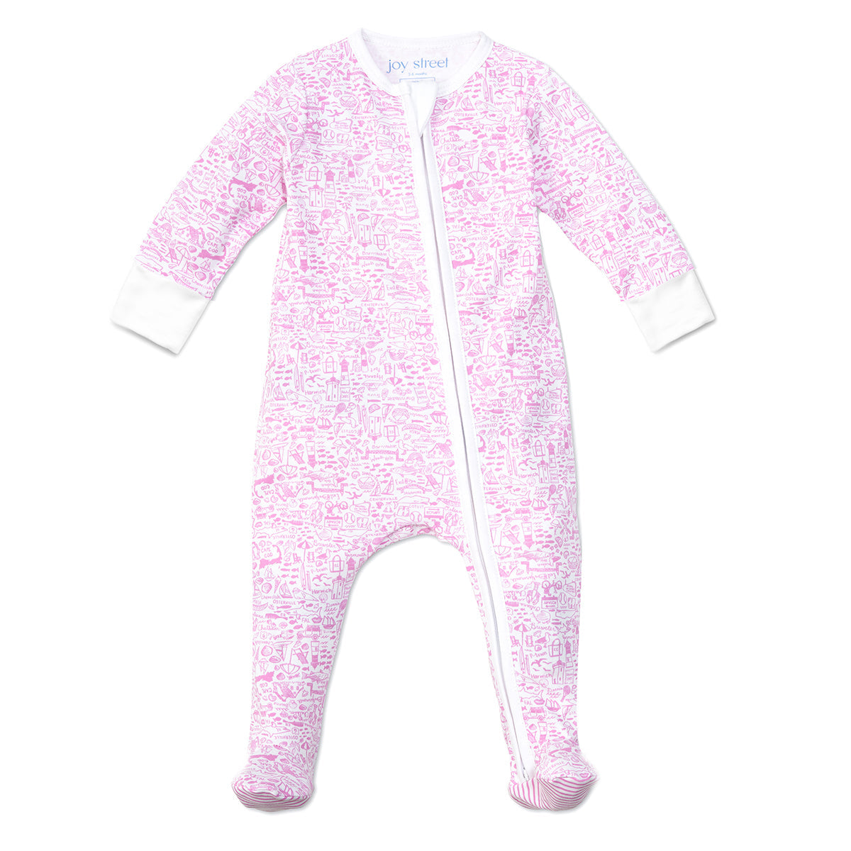 Joy Street Cape Cod Zip Baby Onesie, Pink