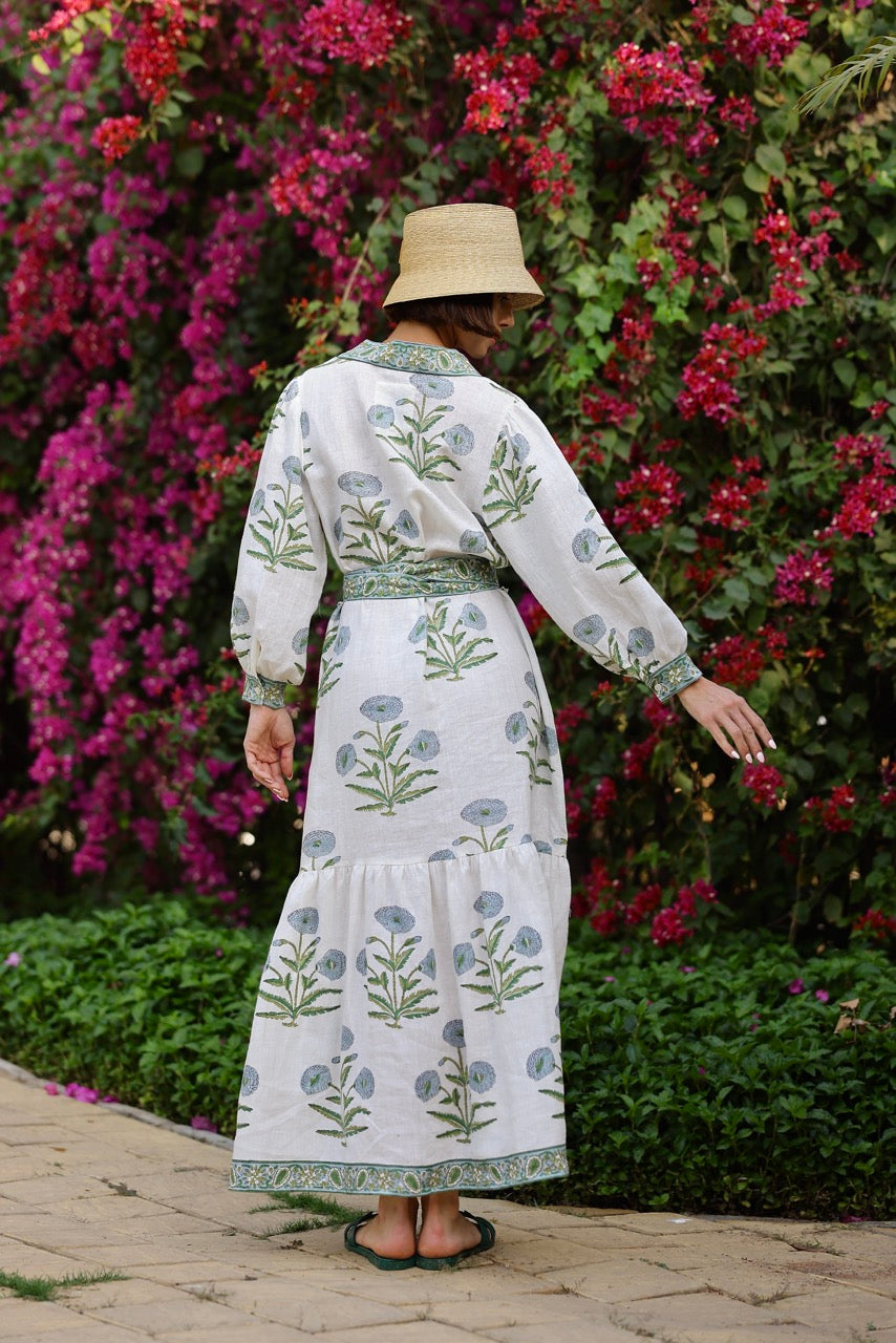 Capri Maxi Dress in Blue Flower