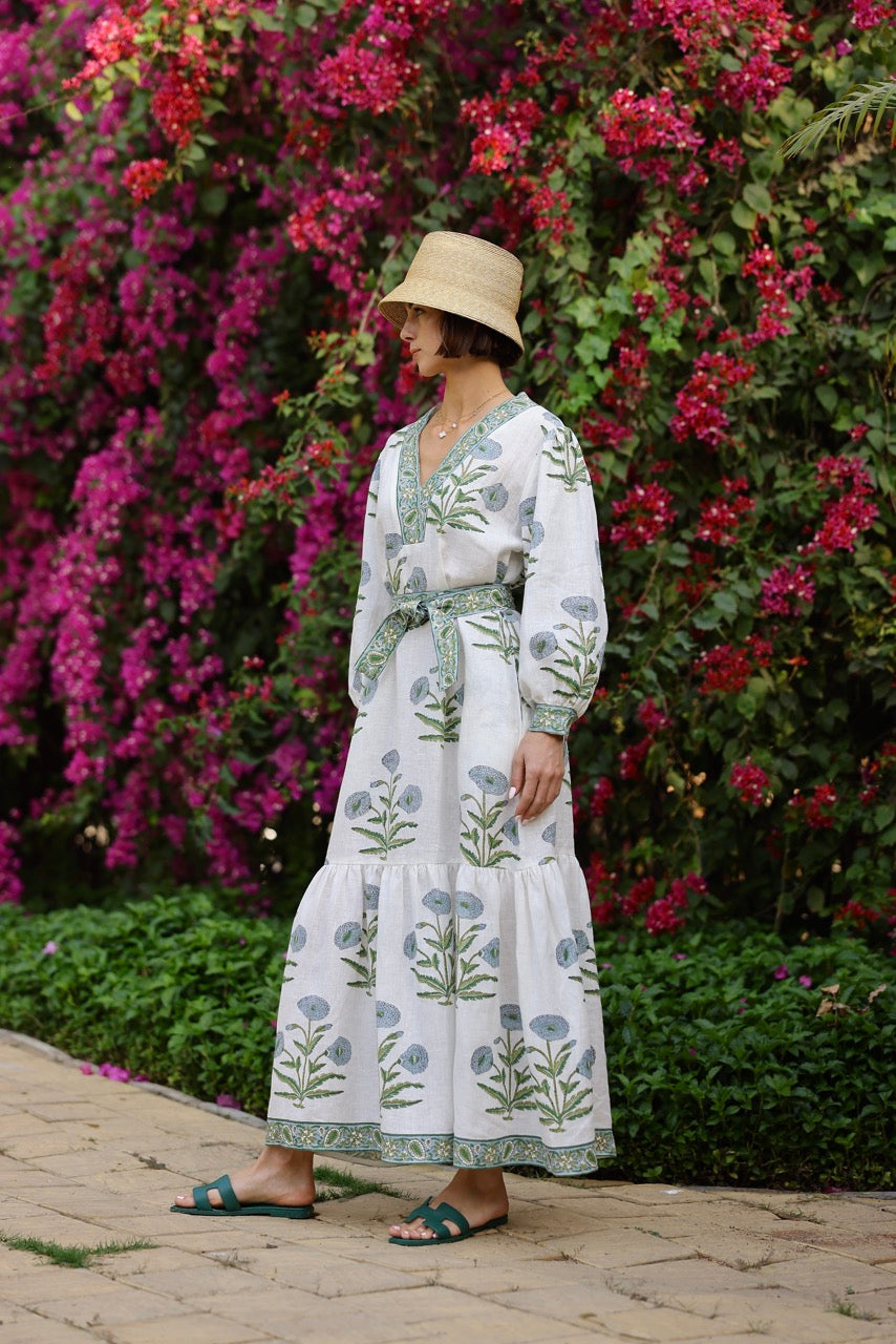Capri Maxi Dress in Blue Flower
