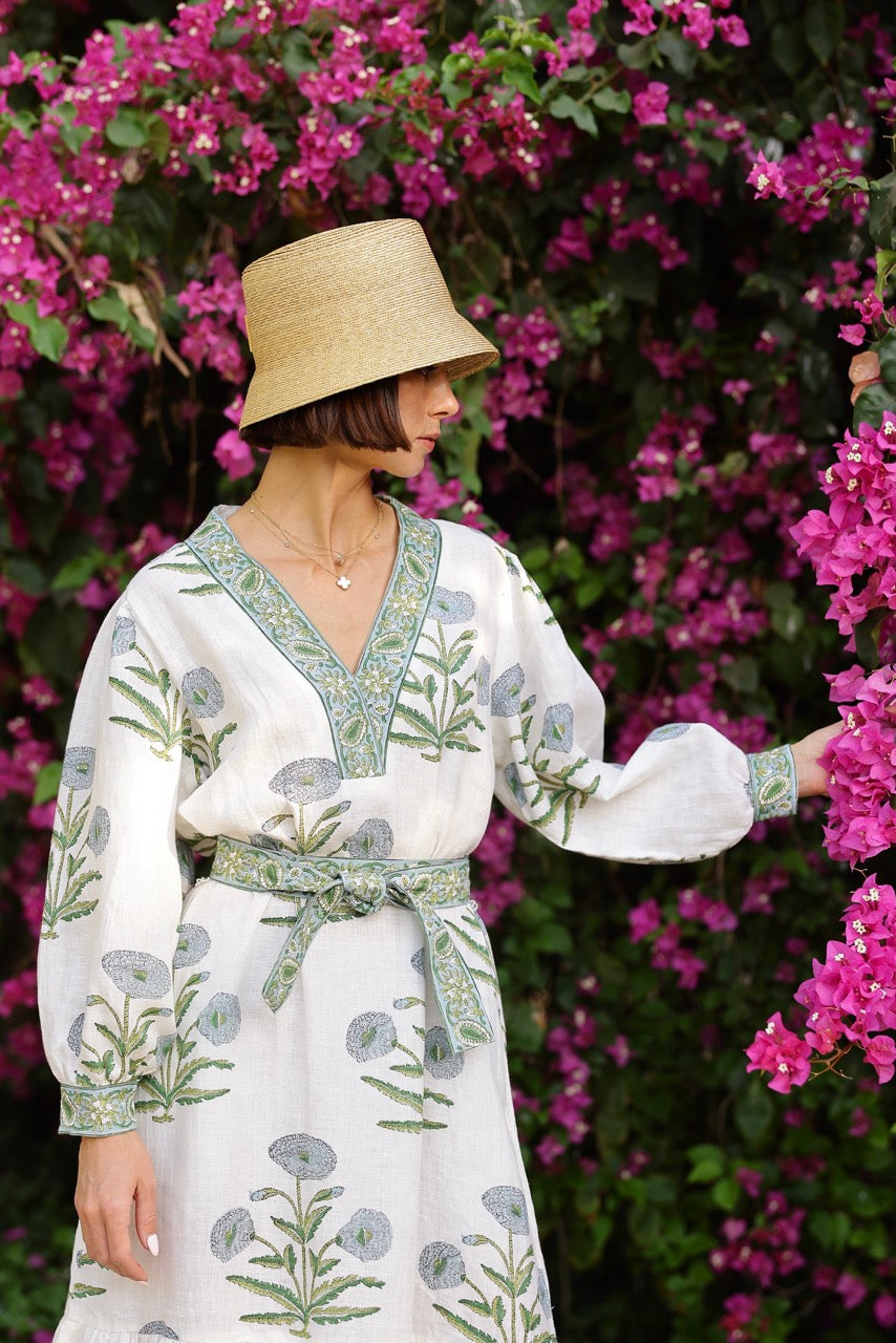 Capri Maxi Dress in Blue Flower