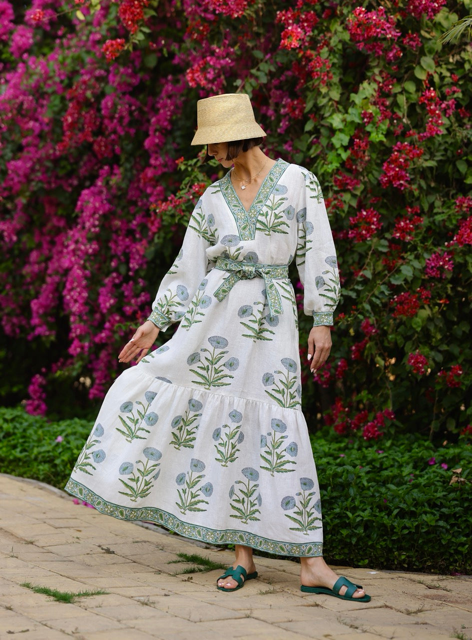 Capri Maxi Dress in Blue Flower