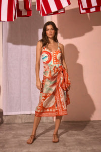 The Capri One Piece paired with the Sarong Cover up in Lost at Sea print.