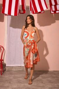 The Capri One Piece paired with the Sarong Cover up in Lost at Sea print.