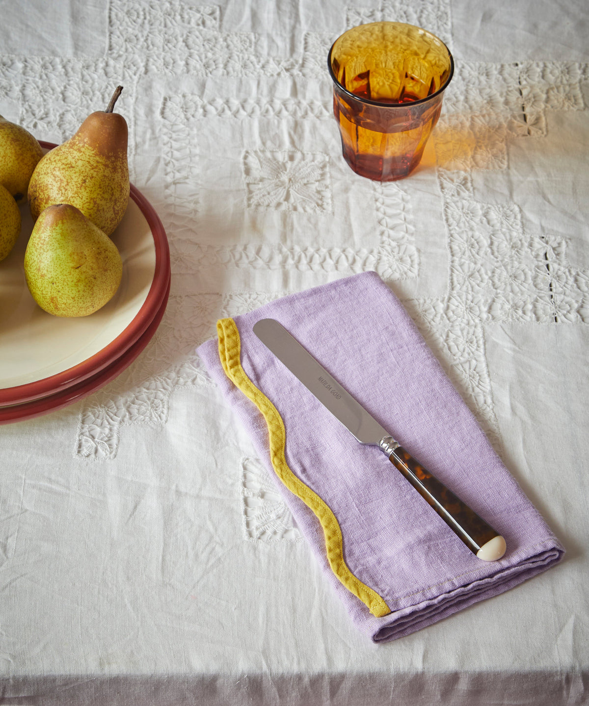 Scallop Linen Napkins in Lilac, Set Of 4
