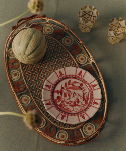 Iraca Palm Leather Tray Large in Paille