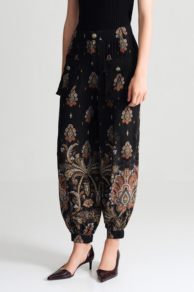 Pietro Pant in Castle Paisley Black