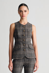 Tess Vest in Keighley Plaid Grey