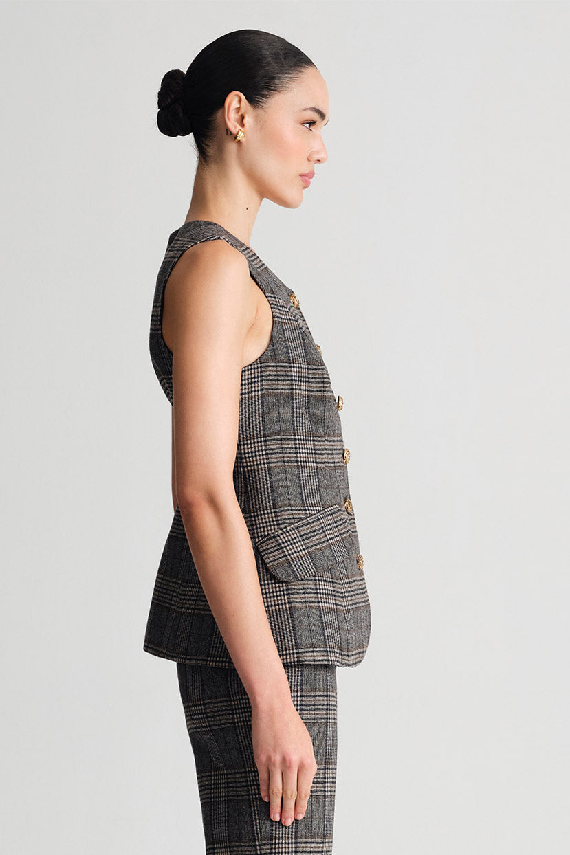 Tess Vest in Keighley Plaid Grey