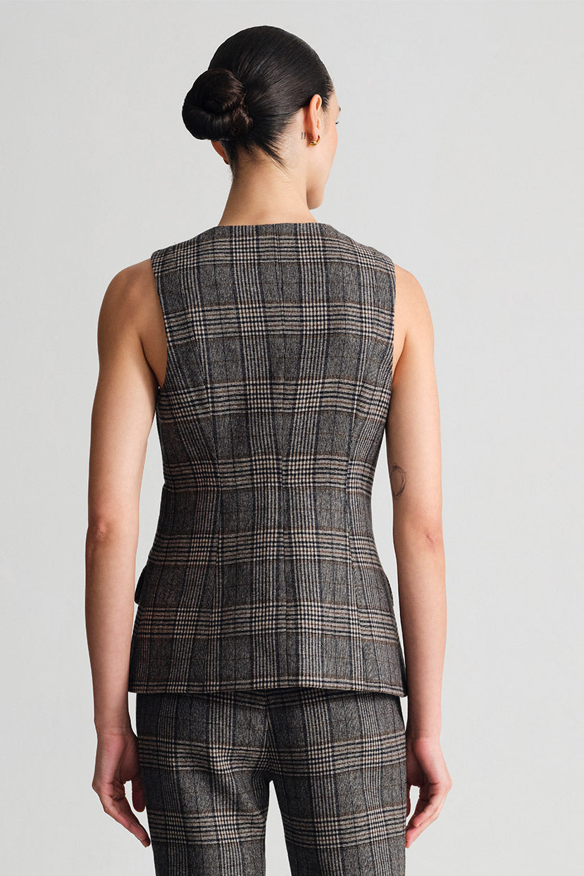 Tess Vest in Keighley Plaid Grey
