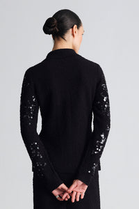 Adelaid Cardigan in Black Sequin Knit