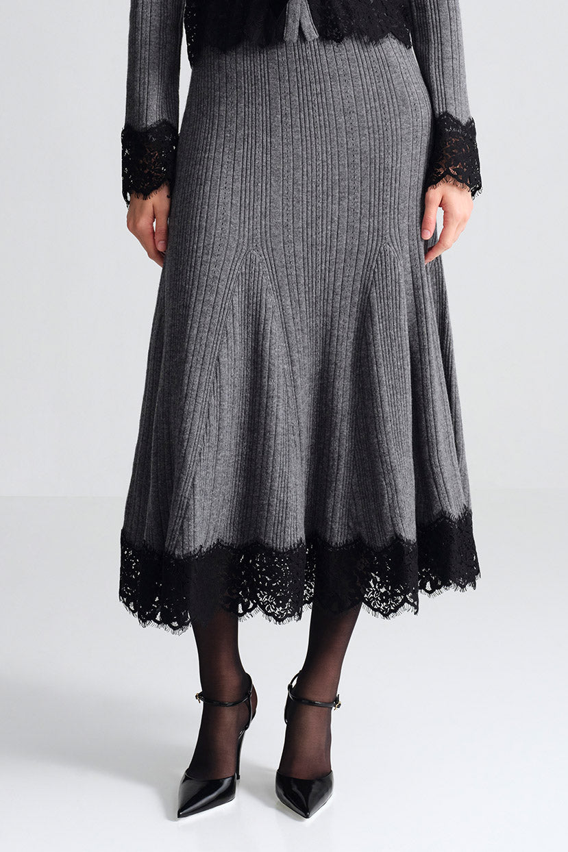 Parisa Lace Skirt in Grey Heather