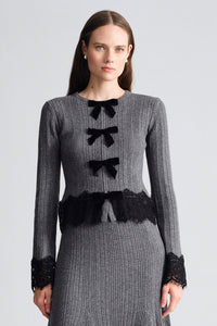 Veda Lace Cardigan in Grey Heather
