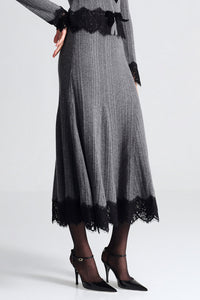 Parisa Lace Skirt in Grey Heather