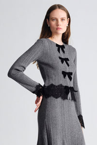 Veda Lace Cardigan in Grey Heather