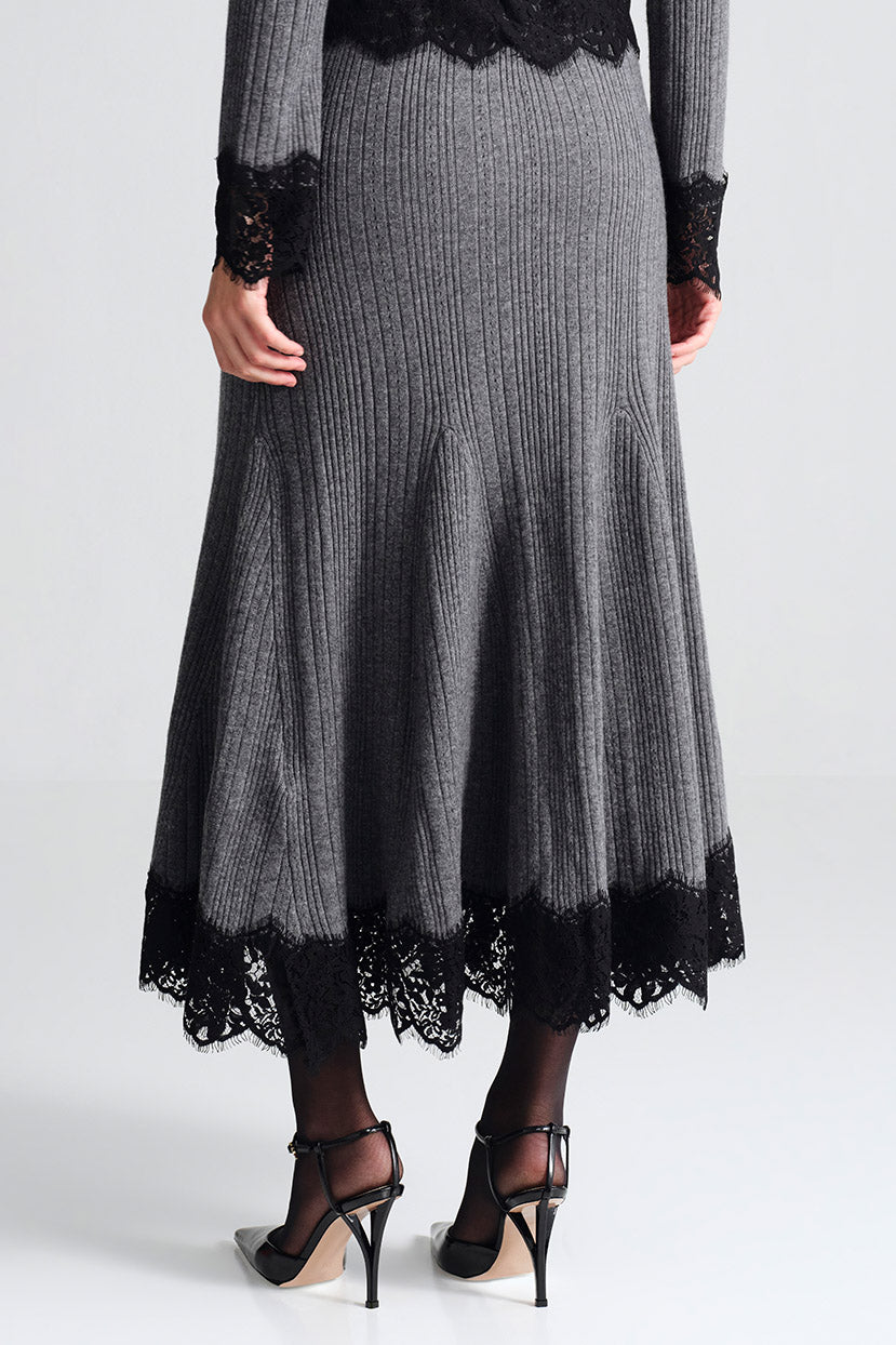 Parisa Lace Skirt in Grey Heather