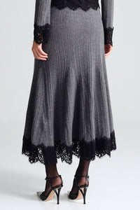 Parisa Lace Skirt in Grey Heather