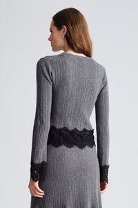 Veda Lace Cardigan in Grey Heather