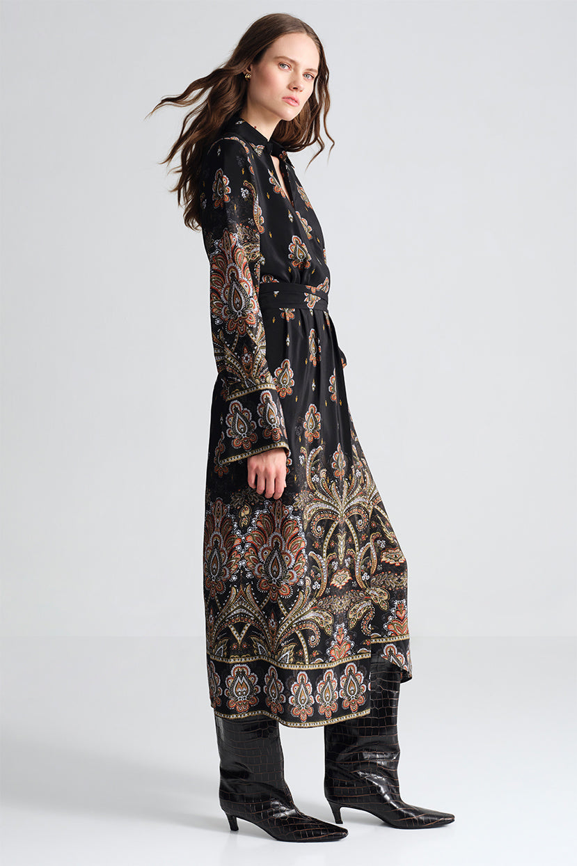 Viv Midi Dress in Castle Paisley Black