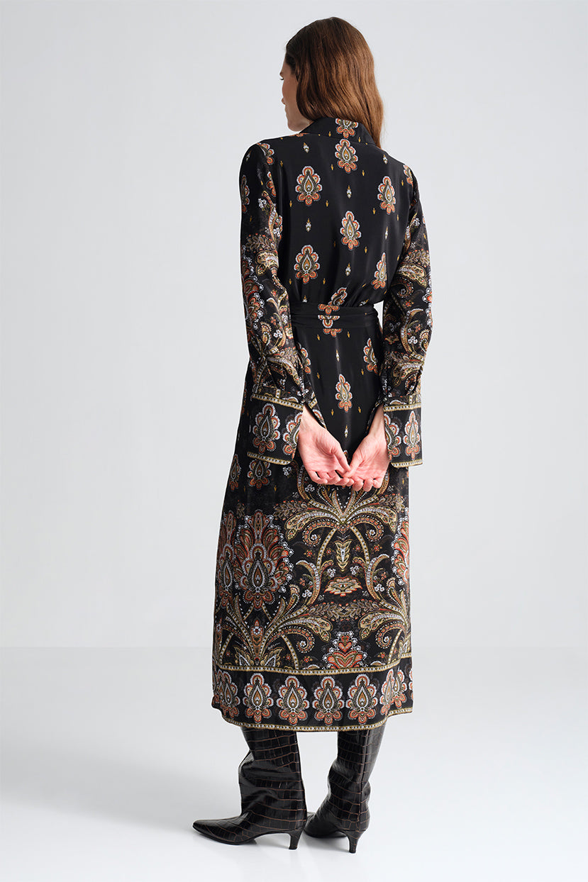 Viv Midi Dress in Castle Paisley Black
