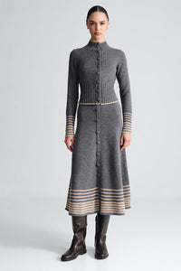 Bowery Button Front Top in Grey Heather