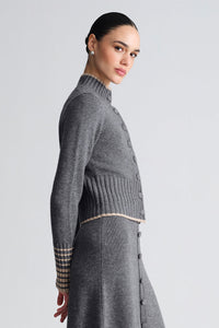 Bowery Button Front Top in Grey Heather