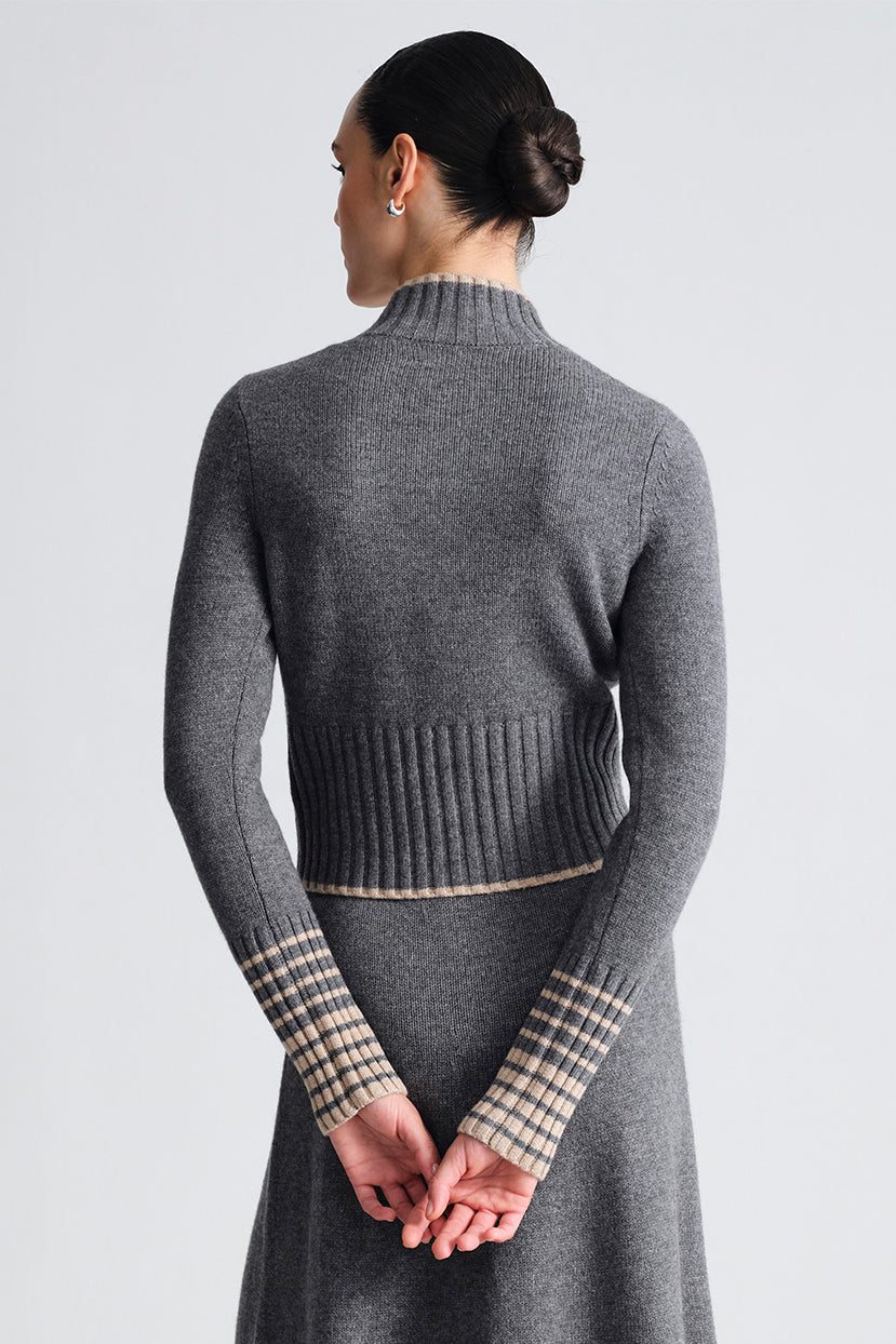 Bowery Button Front Top in Grey Heather