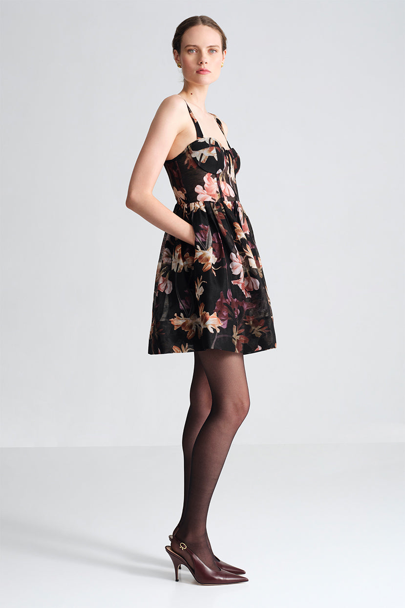 Pheobe Mini Dress in Elysian Flora Black
