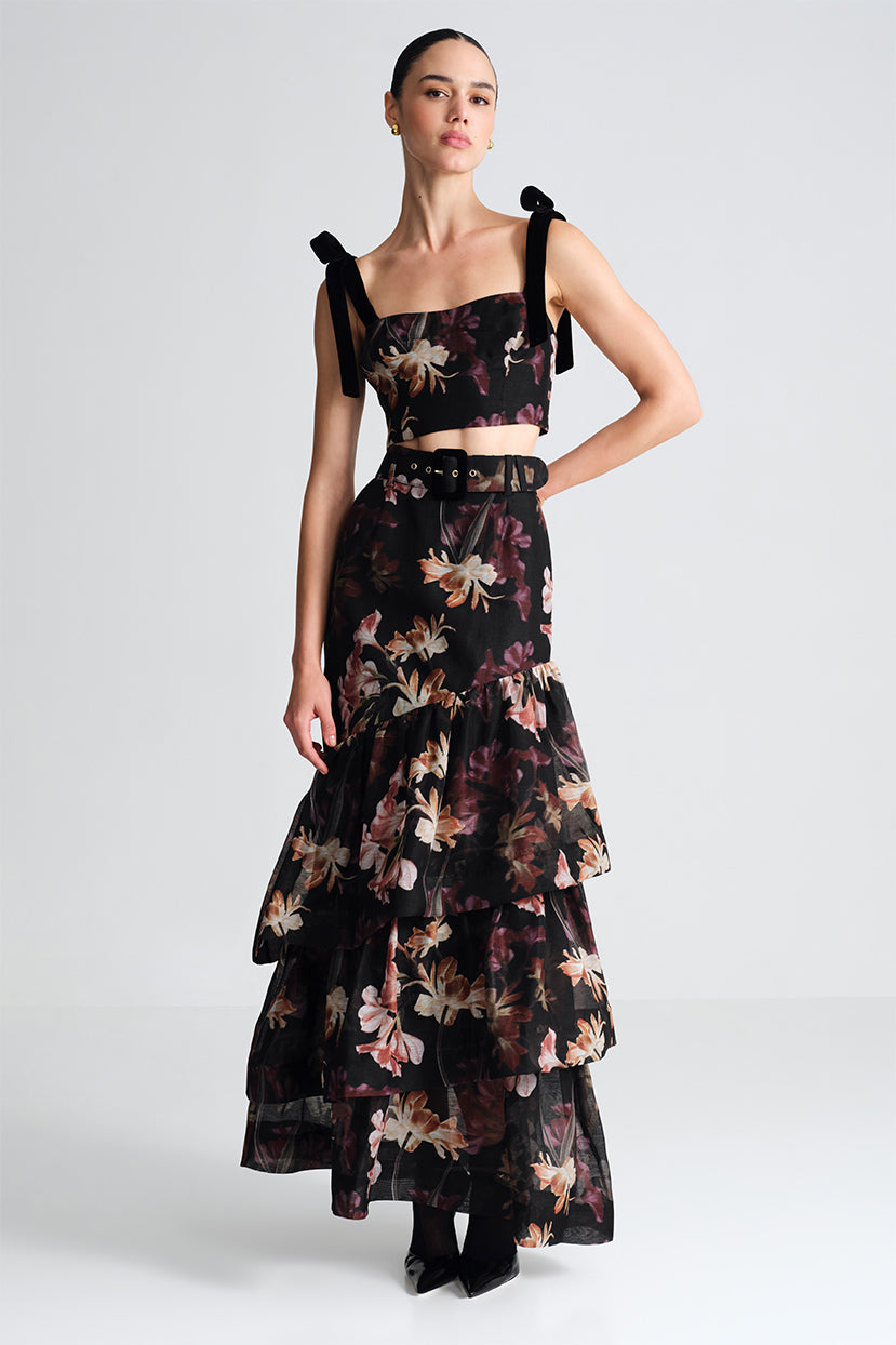 Tira Top in Elysian Flora Black