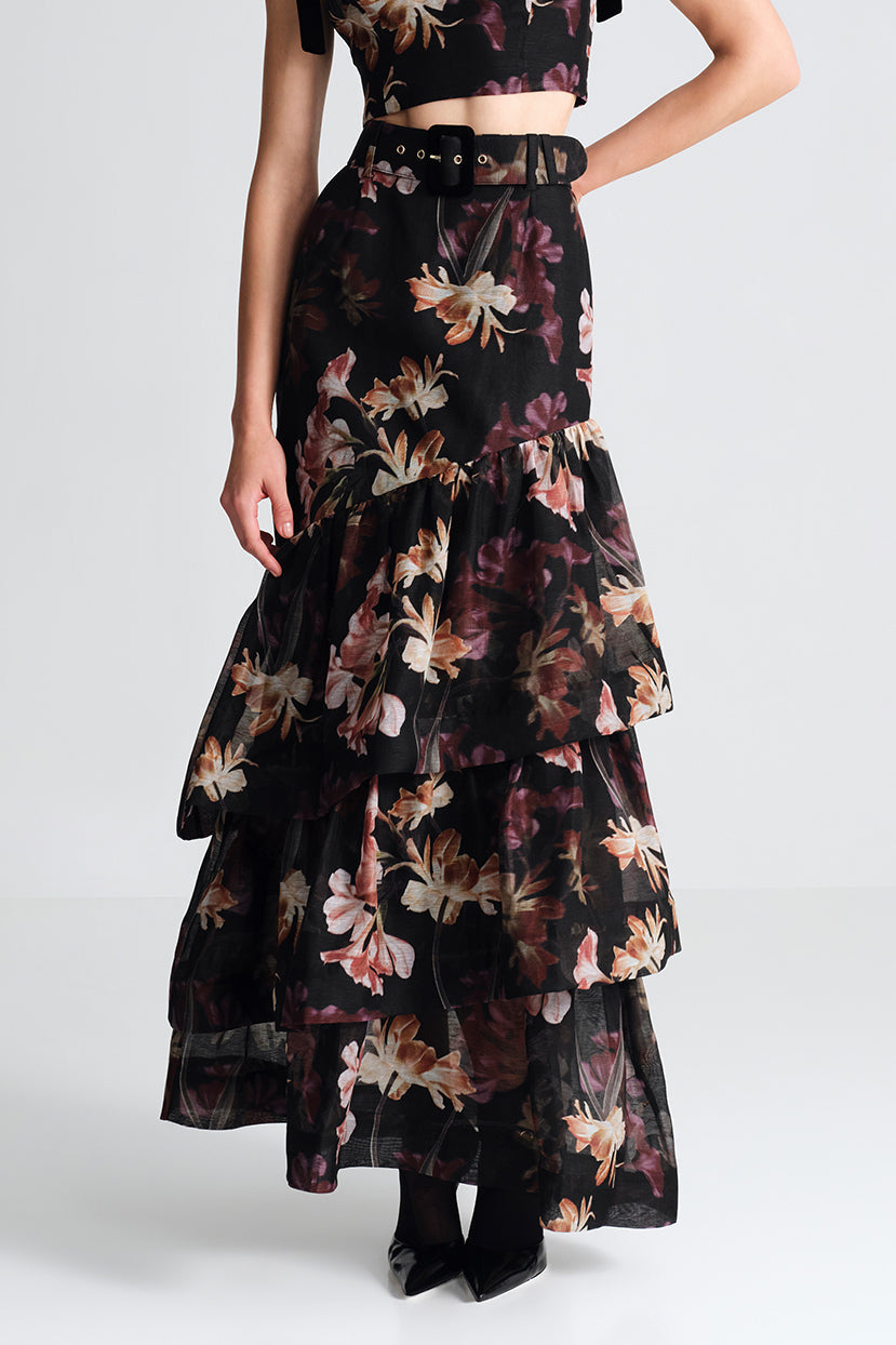 Priya Skirt in Elysian Flora Black