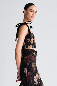 Tira Top in Elysian Flora Black
