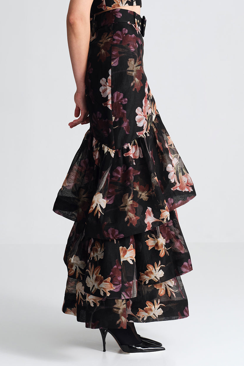 Priya Skirt in Elysian Flora Black